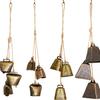 Christmas Bell Pendant Rustic Metal Hanging Decorative Bell with Jute Rope Vintage Wind Chimes Wall Hanging for Home Decor
