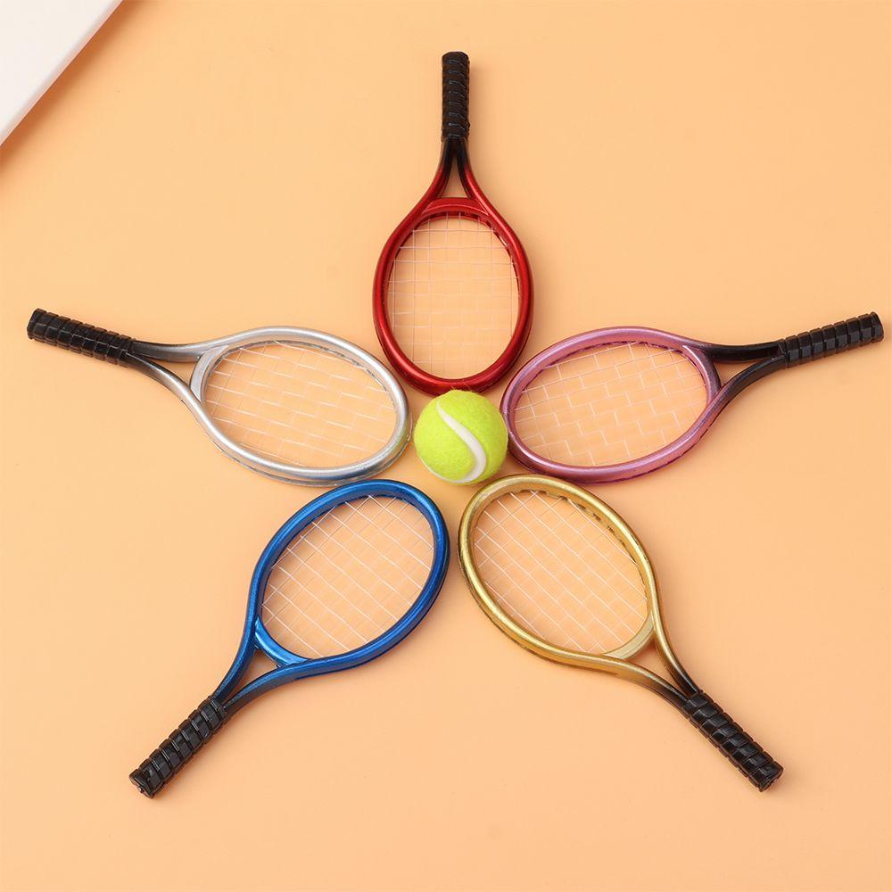 Accessory Miniature Tennis Racket Mini Tennis Racket&Ball Sport Tennis Model Doll House Tennis