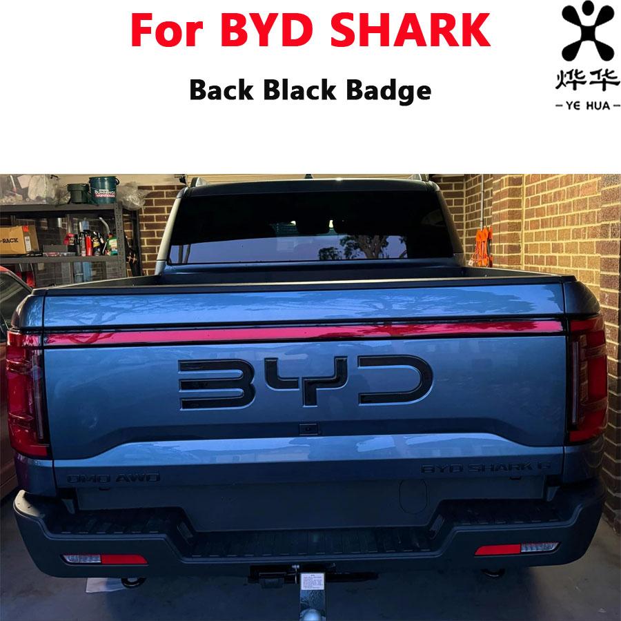 For BYD Shark 6 Accessories Black Car Label Sticker Car Front Logo Frame Head Bumper Decor 3D Sticker Cover