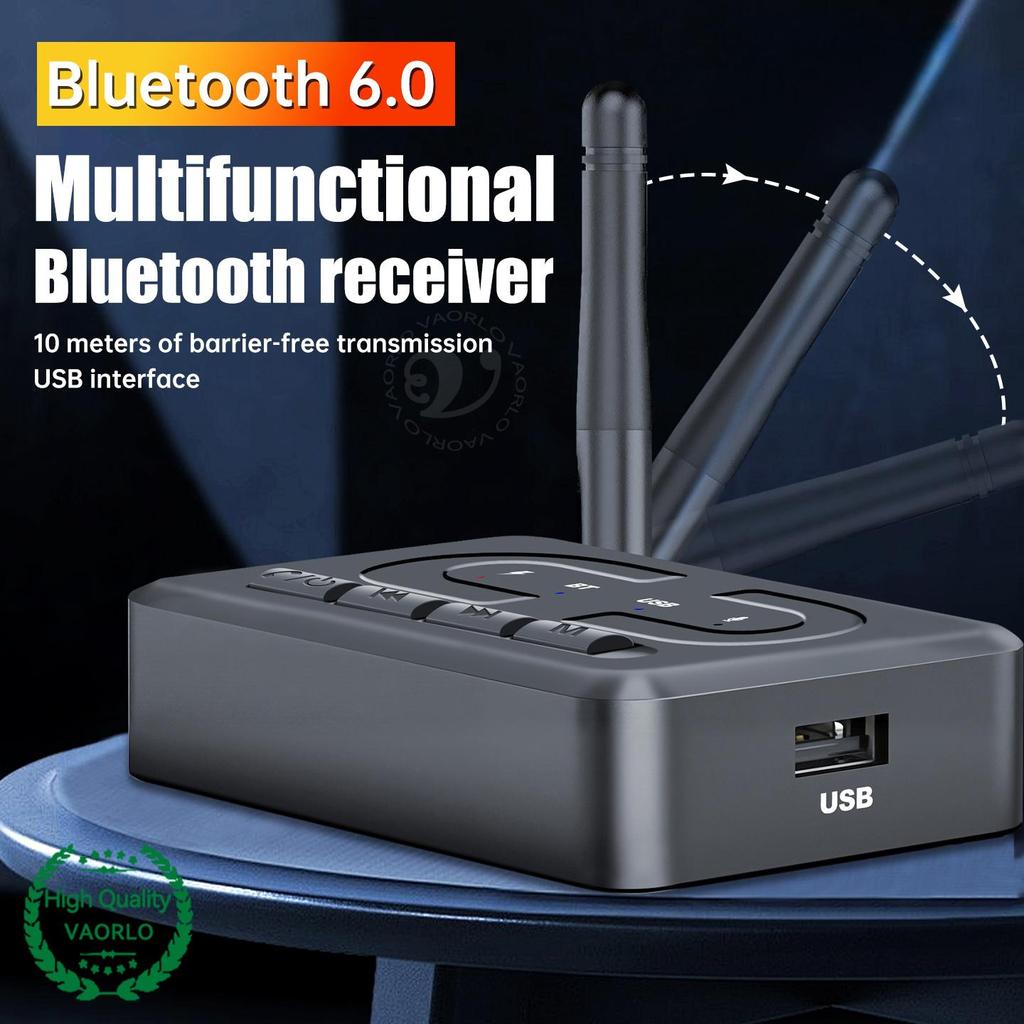 Bluetooth 6.0 Audio Receiver 3.5mm AUX RCA With Mic HIFI Stereo Wireless Adapter Support USB U-Disk For Car Speaker Amp