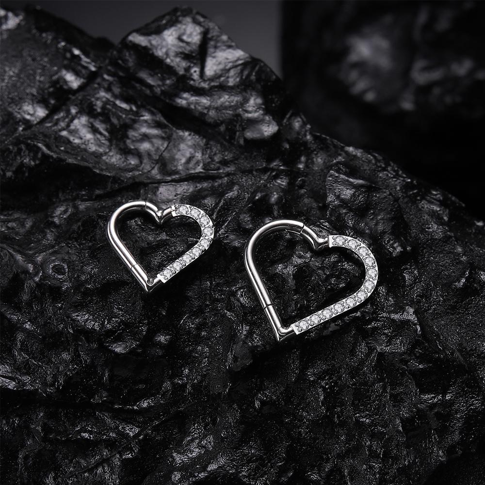 10 шт. Титановое кольцо для пирсинга Дэйт в форме сердца ASTM F136, кольцо-хуп для уха, хряща, трагуса, хеликса, на шарнирном сегменте, с прозрачным кубическим цирконием