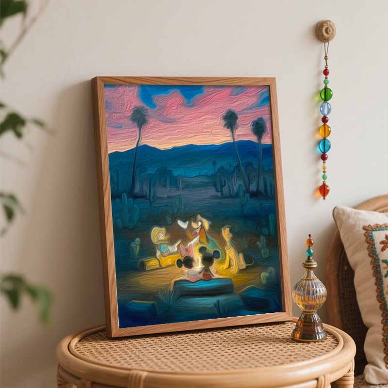 Disney Desert Campfire Mickey Minnie Goofy Pluto Oil Painting Kit Home Decor Gift