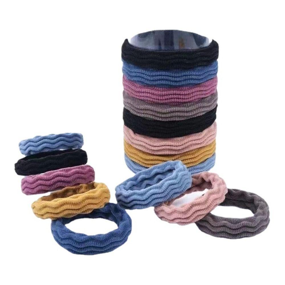 10Pcs Elastic Hair Rope Hair Ties Ponytail Holder Solid Color Rubber Bands Women