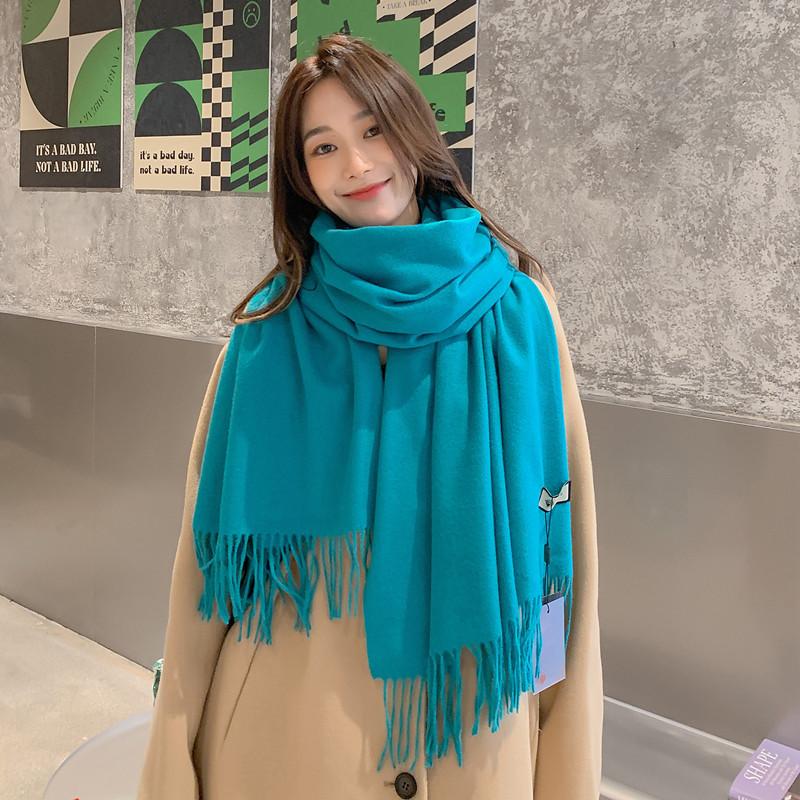 Women'S Thick Warm Solid Color Scarf Autumn And Winter New Style Cashmere Scarf Versatile Wool Scarf