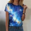 Женская мода Sky Print модная универсальная облегающая футболка с коротким рукавом