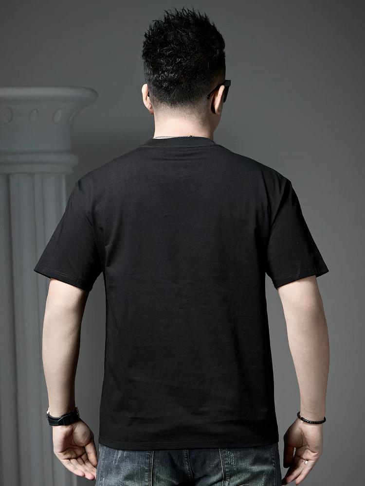 European Goods Fashion Brand High end Hot Drilling Print Short sleeve T-shirt Men's 2025 New Summer Loose Casual Half Sleeve T-shirt