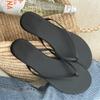 Whole cowhide~ niche flip-flops red summer wear seaside beach ladies flat-bottomed slippers pinch women's black