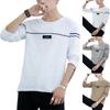 Striped Printed Men Crew Neck Long Sleeve T Shirts Casual Autumn Bottoming Tops