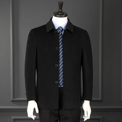 Шерстяная кашемировая куртка мужская с лацканами для людей среднего и пожилого возраста, ветровка, пальто средней длины, осенне-зимнее шерстяное шерстяное утолщение