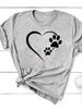 Paw Cat Dog Love Heart Trend Graphic T-shirts Clothing Summer Cotton Tops Fashion Short Sleeve Women Print T Shirt Tees