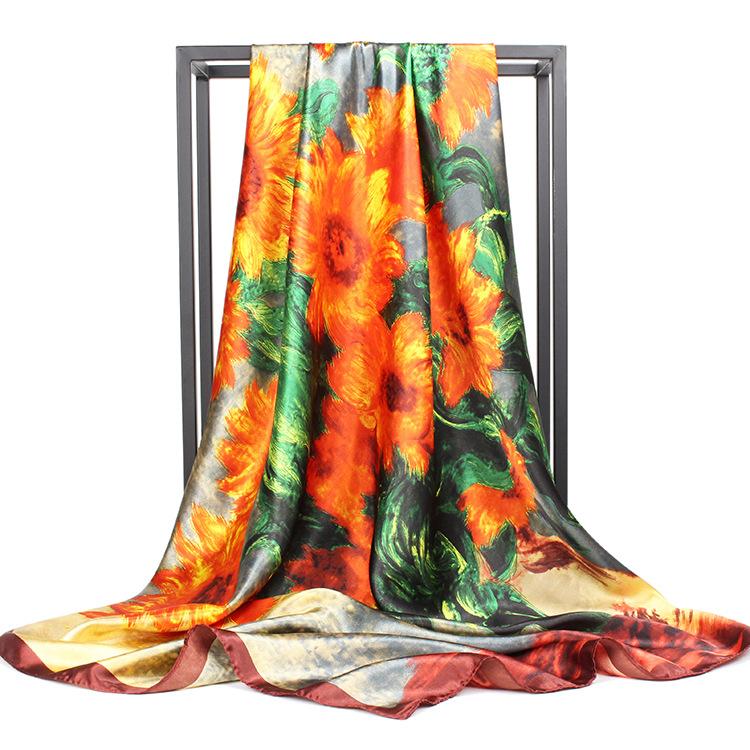 High-quality Luxurious Silk Scarves Headband Scarfs Neck Scarf For Women Chain Silk Scarf Women's Decorative Shawl
