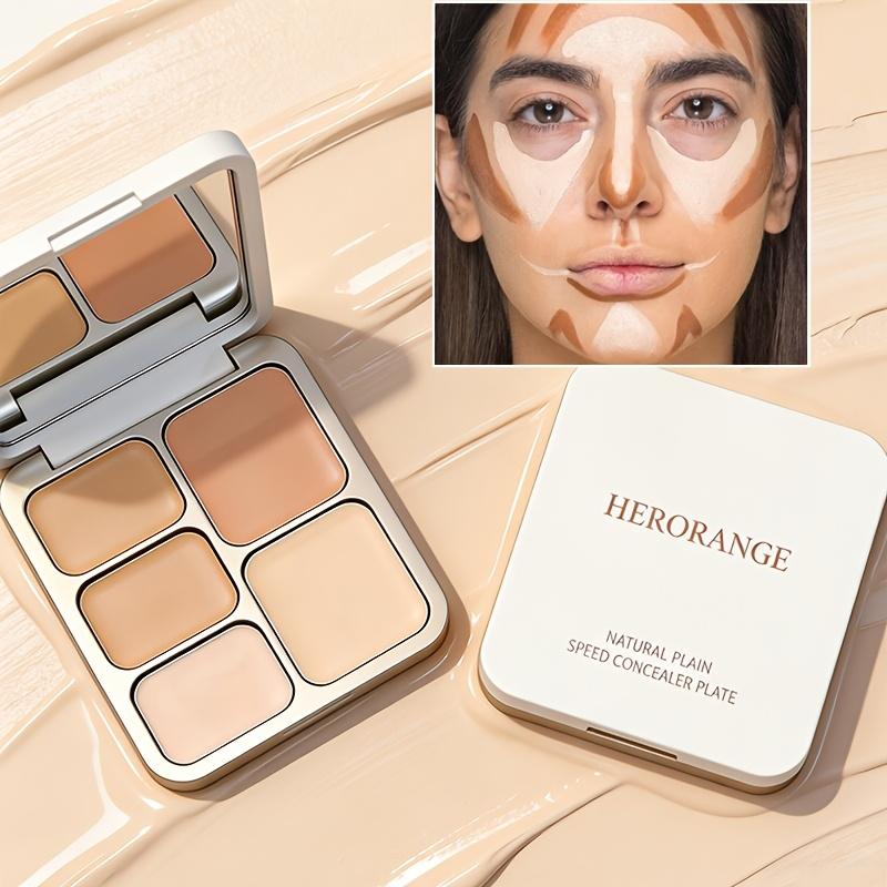 5 Color Concealer Palette, Cream Contour, Multi-use Makeup Palette for Covering Dark Circles Blemishes, Long Lasting Non-Creasing Makeup for Beginners