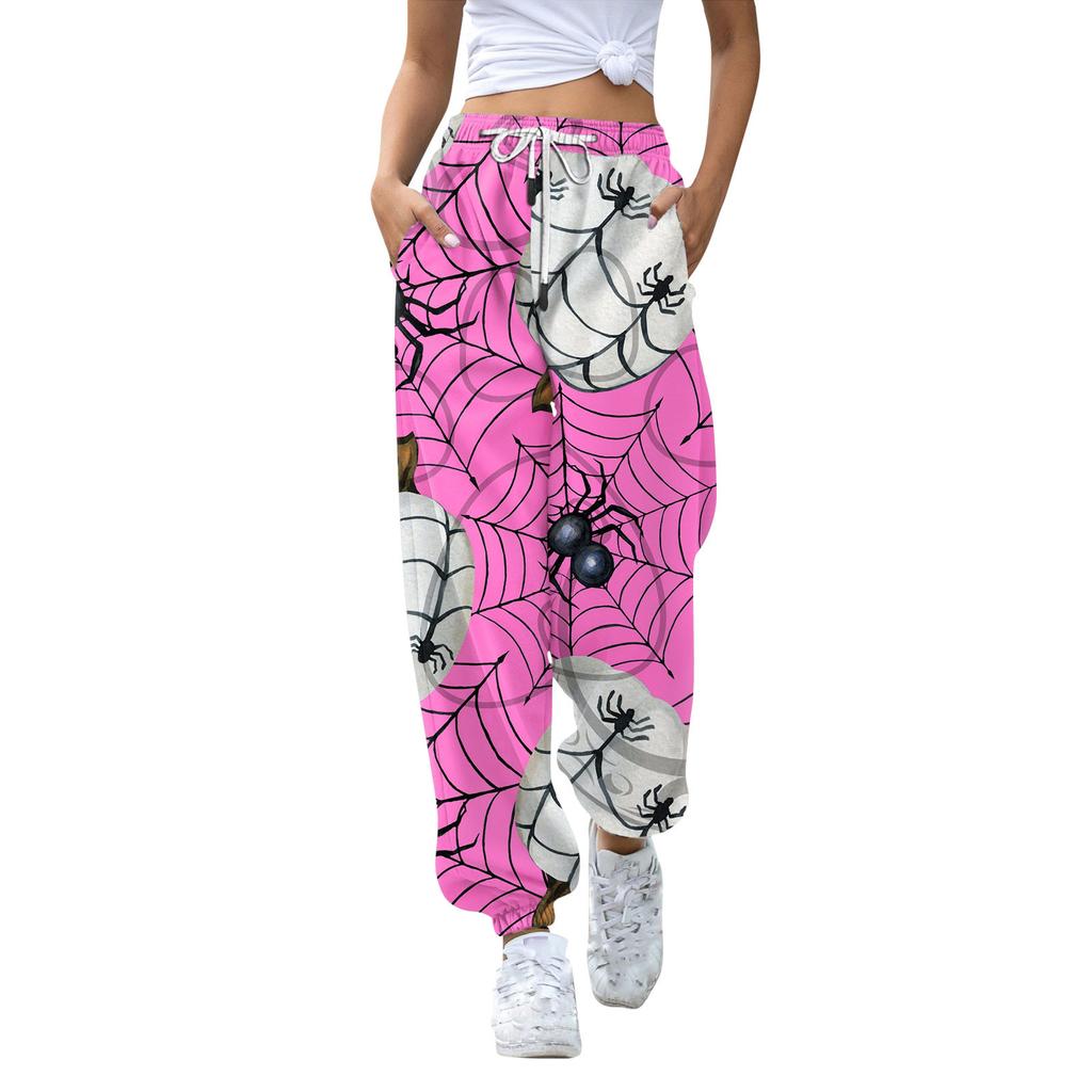 Women's Casual Fashion Halloween Printed Leisure Pants Sweatpants Trousers Drawstring Elastic Waist Drawstring Drawstring Pants