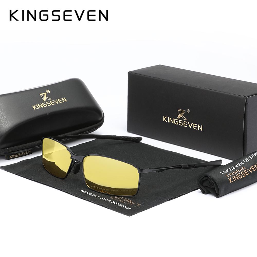 Kingseven Модные прямоугольные солнцезащитные очки для мужчин UV400 поляризация сплав оправа очки для верховой езды Parsnip роскошные винтажные очки