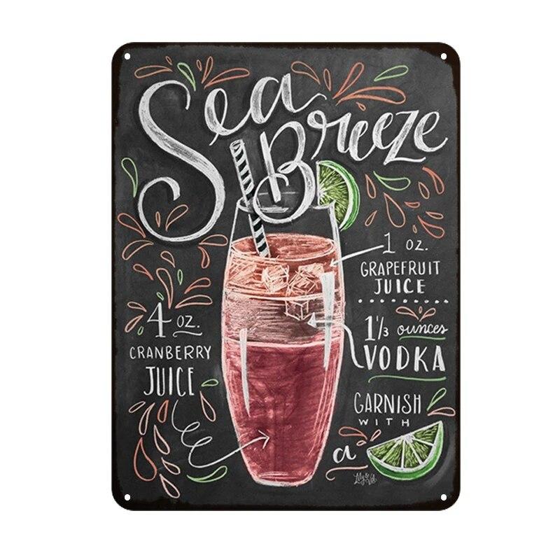 Summer Time BEER Retro Metal Tin Signs Mojito Cocktail Plaque Vintage Poster Bar Pub Art Stickers Wall Decor 20x30cm