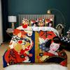 Japanese Style Bedding Set Traditional Kimono Motifs Comforter Cover Queen Size,Tokyo Duvet Cover Geisha Japan Asian Quilt Cover