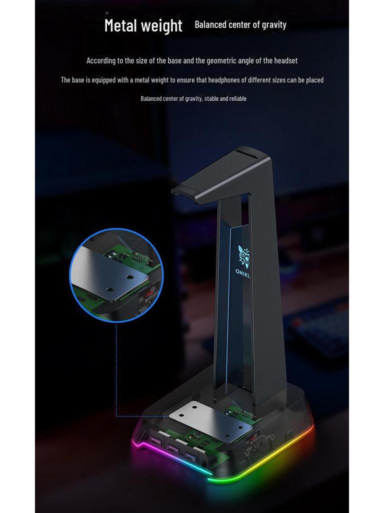 Подставка для наушников ONIKUMA ST-2 RGB с концентратором и док-станцией расширения сплиттера