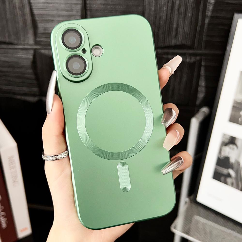 Металлический магнитный мягкий чехол для iPhone 16 Pro Max 15 14 Plus 11 12 13 беспроводной зарядки силиконовый защитный чехол для объектива