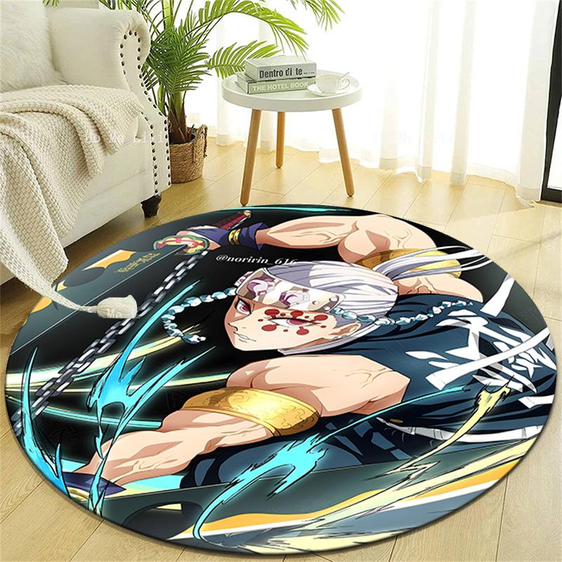 1pc Uzui Tengen Print Round Carpet Chair Round Carpet Suitable for Bedroom Living Room Home Decorative Carpet