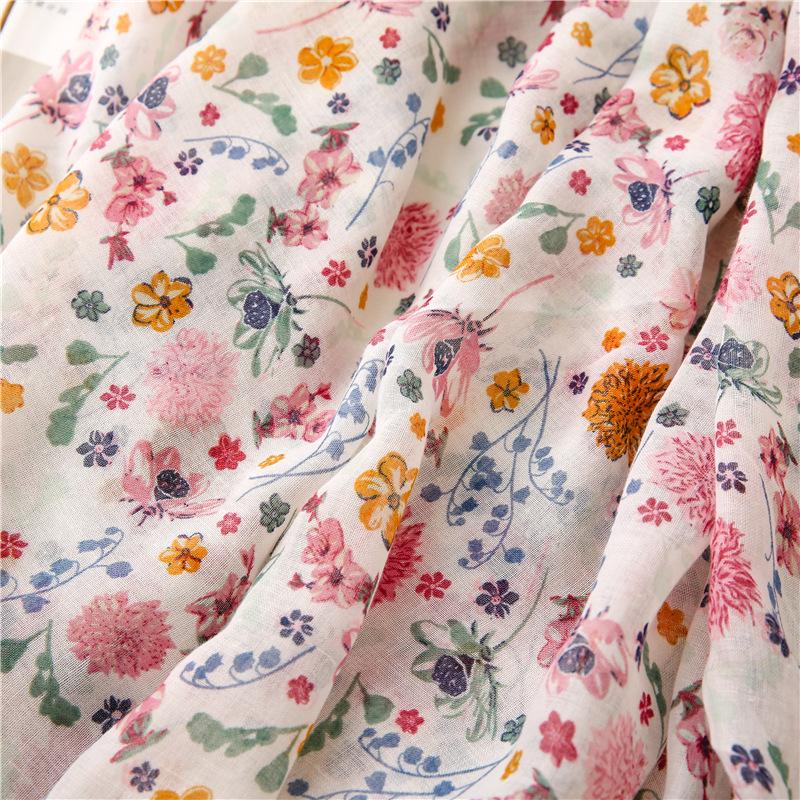 Silk Scarf: Spring/Summer 2021 Bali Yarn, Floral Color Block, Sunscreen Tassel Beach Wrap for Women