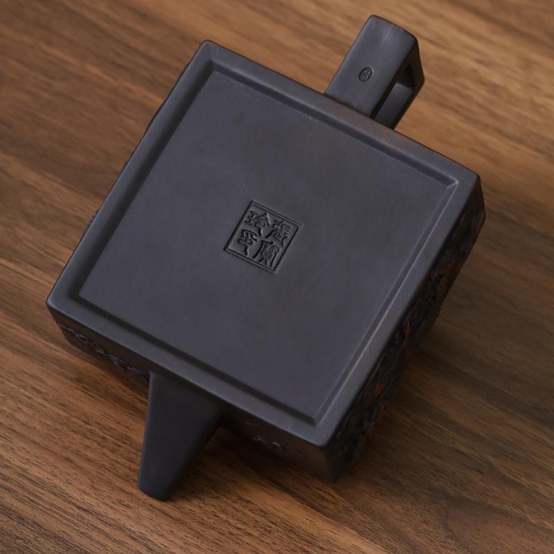 Чайник с резьбой в виде дракона из фиолетовой керамики Цзяньшуй, расписанный вручную, старинный рельефный чайник, домашний чайник, чайный сервиз кунг-фу