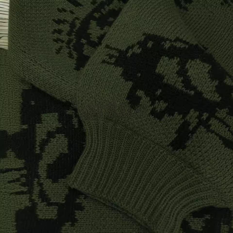 Унисекс уличный стиль граффити узор контрастный пуловер свитер