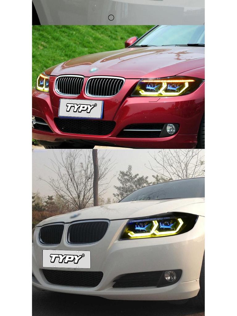 BMW 3 Series E90 LED Headlights: Fits '05-'12, with RGB Daytime Running Lights & Flowing Turn Signals.