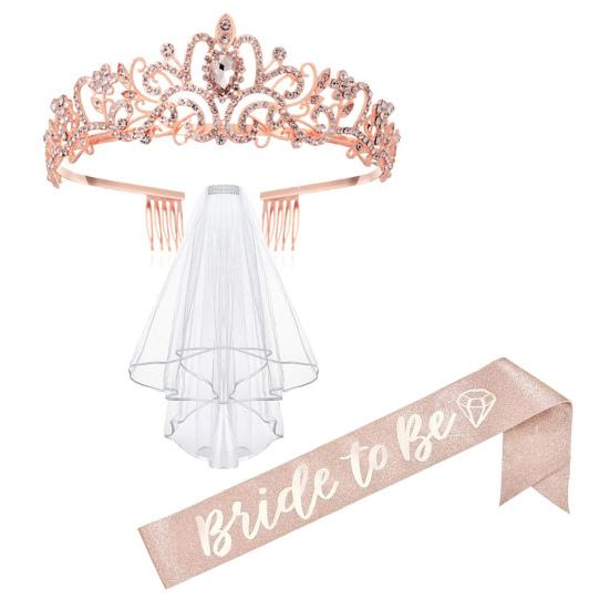 Набор аксессуаров для девичника: стразовая корона, лента «Невеста», фата, украшение для свадебного душа для вечеринки в ночь перед свадьбой
