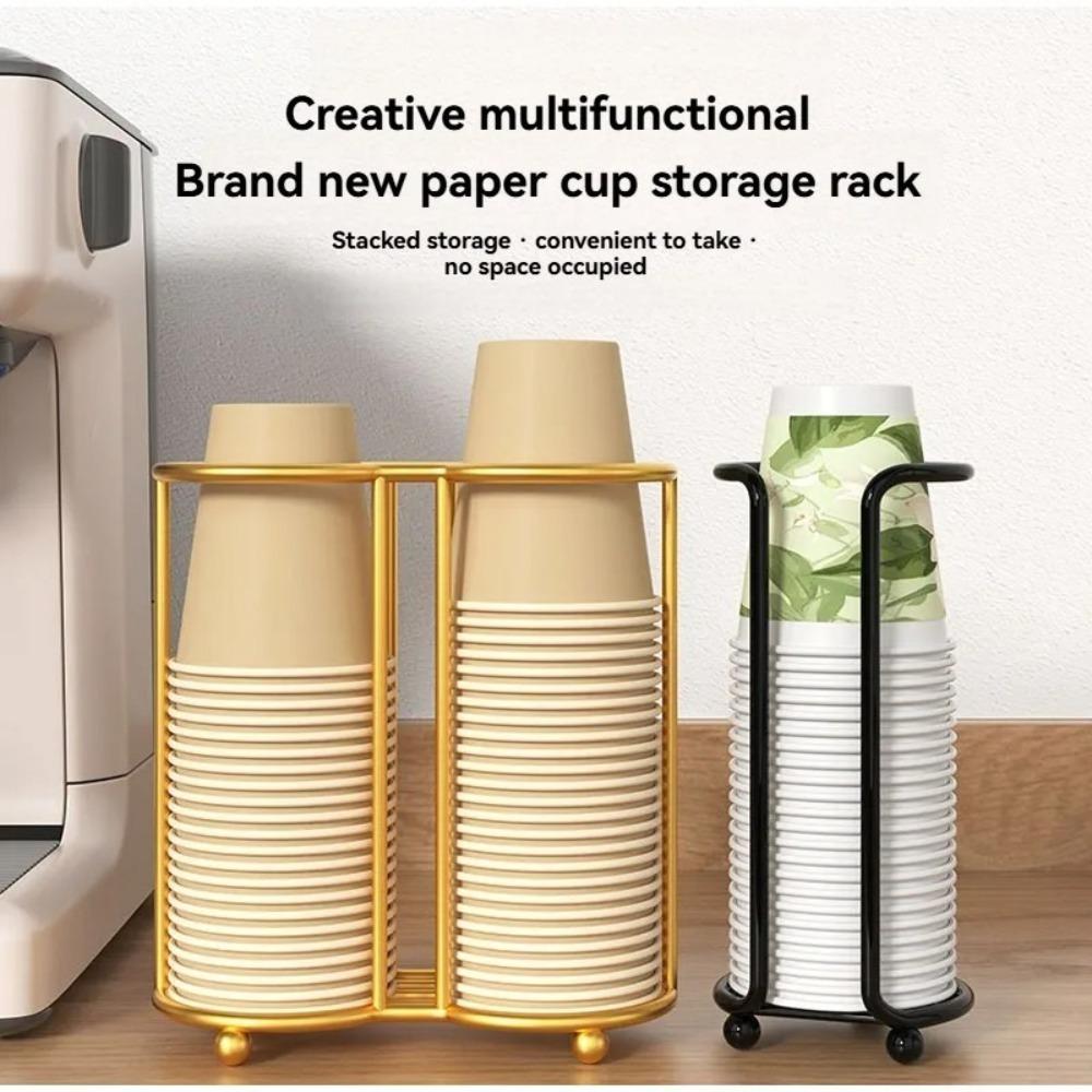 Large Capacity Cup Storage Shelf Metal Cup Storage Rack Organizier Kitchen Paper Cup Holder