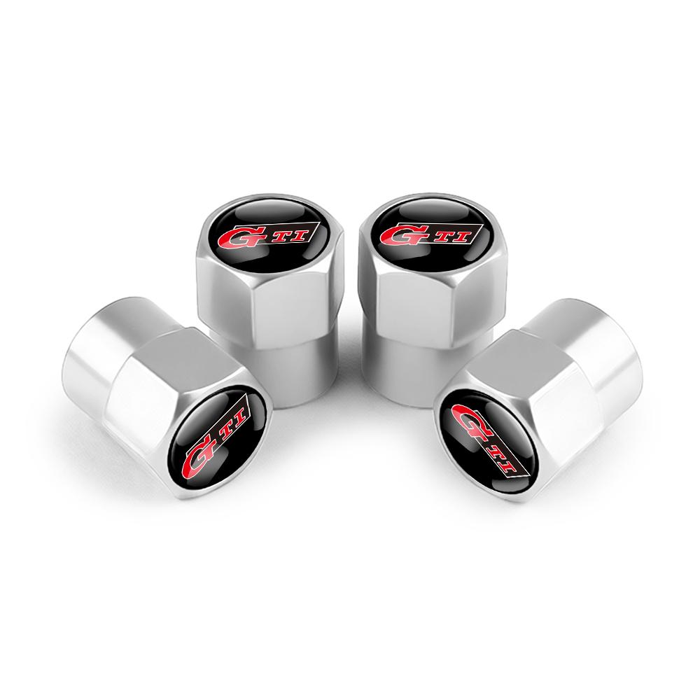 4Pcs Car Metal Wheel Tire Air Valve Dust Caps Accessories With Logo For Volkswagen Golf Rline Passat GTI Sagitar Scirocco Tiguan