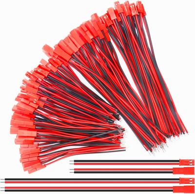 60× 2-контактные разъемы JST 22 AWG – Кабели 10 см и 15 см – Для светодиодных лент, RC-аккумуляторов и DIY-электроники – Красный