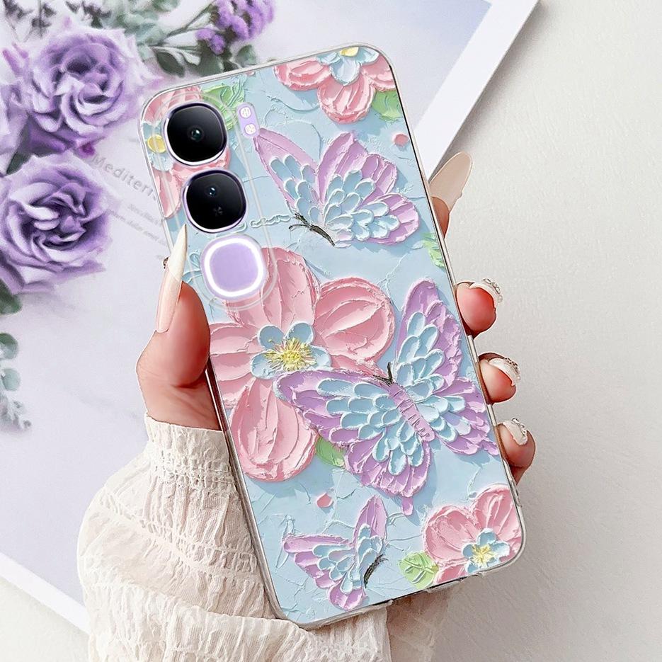 For Vivo Y200 5G Case Vivo V40 Lite Beautiful Butterfly Painted Cover Soft Slim Phone Case For Vivo Y300 Y 200 V40Lite 5G Bumper