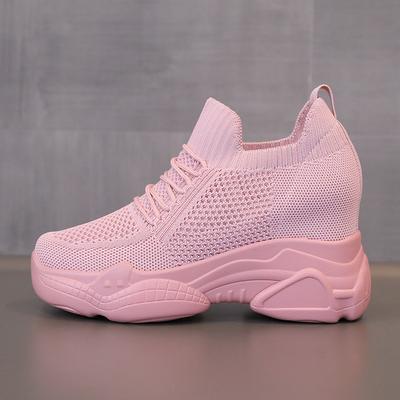 Мода Новинка 2025 Осень Женские Дышащие Платформа Повседневная Обувь Женская Обувь на Вулканизированной Подошве с Увеличением Высоты 8 см Толстая Подошва Zapatos Mujer