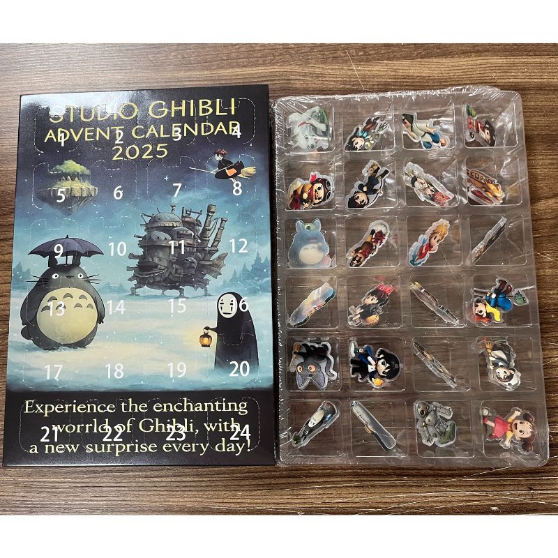 Аниме Ghibli Рождественский Адвент-календарь Игрушка Фигурка Коллекционная Аксессуары для Косплея Трендовый Обратный Отсчет Слепая Коробка 2D Акриловый Подвеска