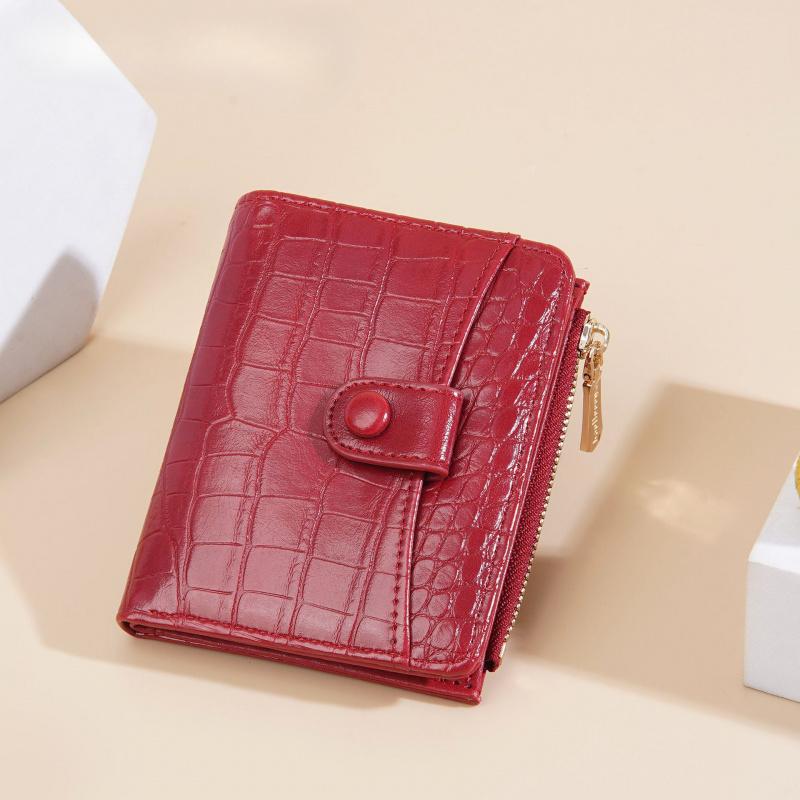 Женский короткий кошелек Корейский кошелек с каменным узором Двухскладной кошелек Сумка для мелочи на молнии