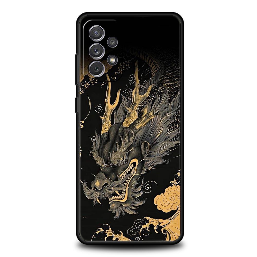 Чехол Chinoiserie Loong Цветочный Дракон для Samsung Galaxy A55 A35 A15 A14 A13 A25 A54 A51 A71 A72 A73 A32 A52 A41 Мягкий ТПУ
