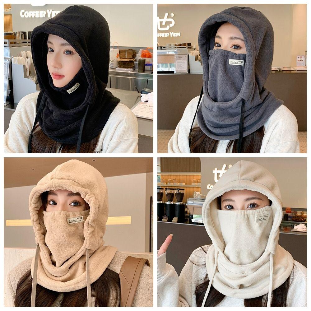 Однотонные маски Балаклавы Мягкие шапки-пуловеры Удобная женская флисовая шапка с маской Для улицы