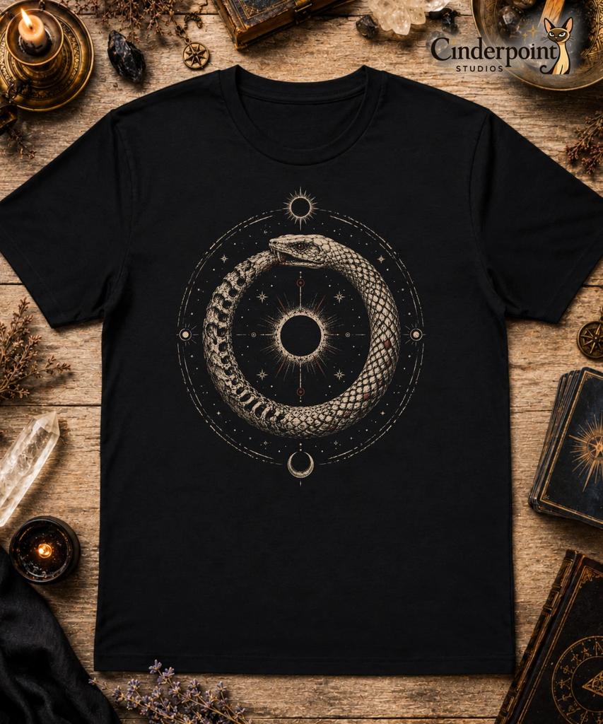 Ouroboros Алхимия Футболка Герметичный Языческий Символ Черный Хлопок Унисекс Футболка XS-5XL