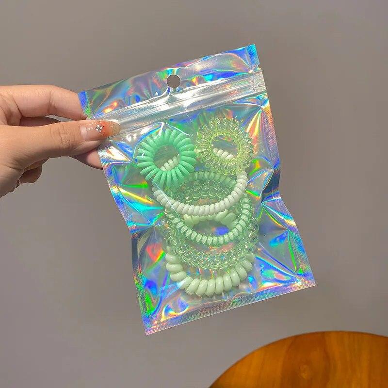 6pcs/bag Candy Color High Elastic Hair Bands Girls Hair Ties Frosted Spiral Cord Rubber Bands Rope Stretch Headwear Accessories