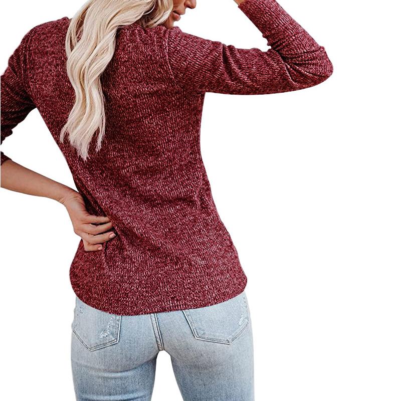 Осенне-зимняя женская повседневная футболка с длинными рукавами на пуговицах на груди