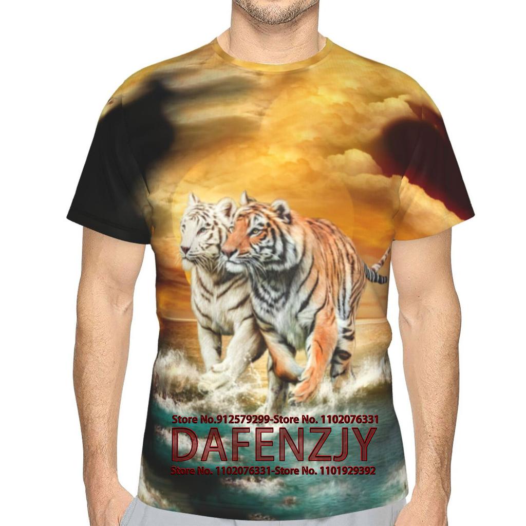 Летний топ с круглым вырезом и 3D принтом животных, тигра, льва, леопарда, модные повседневные футболки с короткими рукавами для мужчин