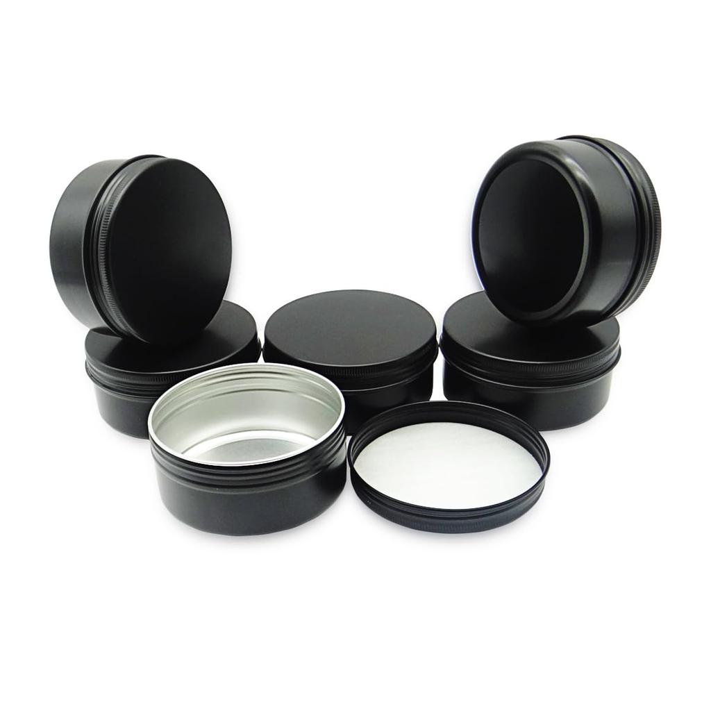 Wopanxye 6 упаковок по 5 унций, черная алюминиевая банка, косметический крем, тени для век, мазь, блеск для губ, чайная свеча, многоразовый контейнер, банки для краски, алюминиевая банка
