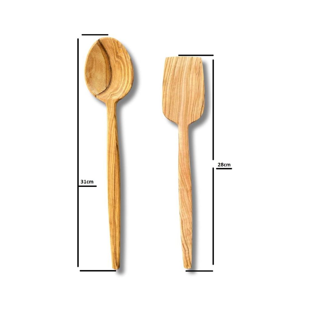 Деревянная оливковая деревянная сервировочная ложка и лопатка ручной работы сервировочный набор столовая ложка кухонная утварь