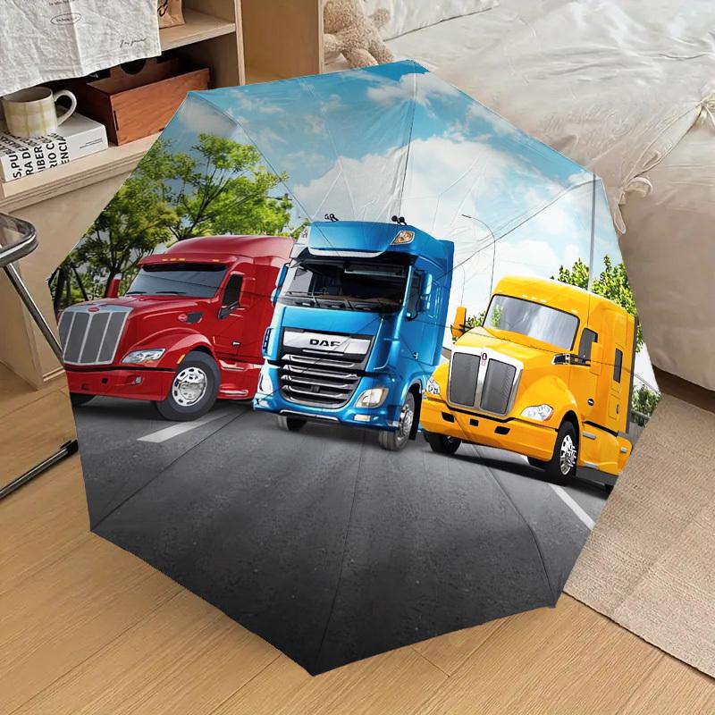 1pc Trucks Highway Themed High-quality Umbrella,Automatic Opening and Closing Umbrella,Multi-functional Umbrella G0811329