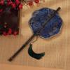 Rollable Long Handle Fan Rotatable Group Fan Portable Chinese Bamboo Waist Fan  Gifts