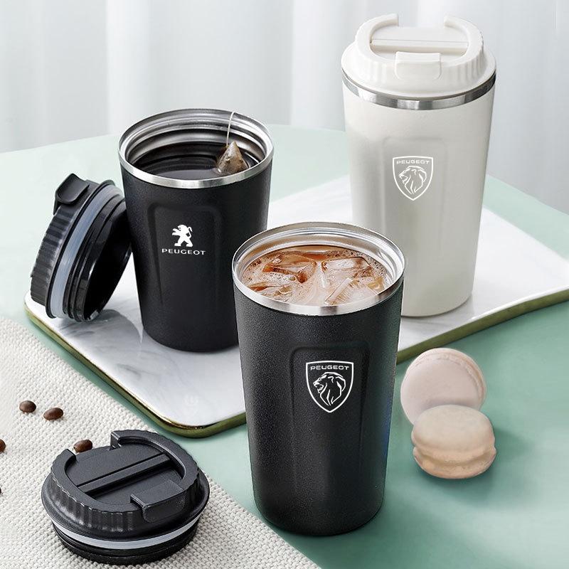 Car Interior Coffee Mug Thermos 380ML Stainless Steel Cup For Peugeot 5008 408 308 Landtrek 208 2008 3008 Rifter 508 301 108 608