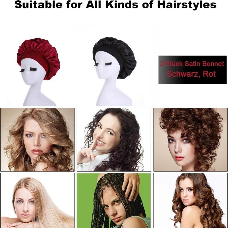 Большой атласный чепчик, шелковый чепчик для волос, шапочка для сна с эластичной мягкой лентой, большие чепчики для женщин, уход за волосами