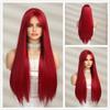 Long Straight Wigs Wine Red Wigs with Bangs Heat Resistant Wigs for Women Daily Cosplay Party