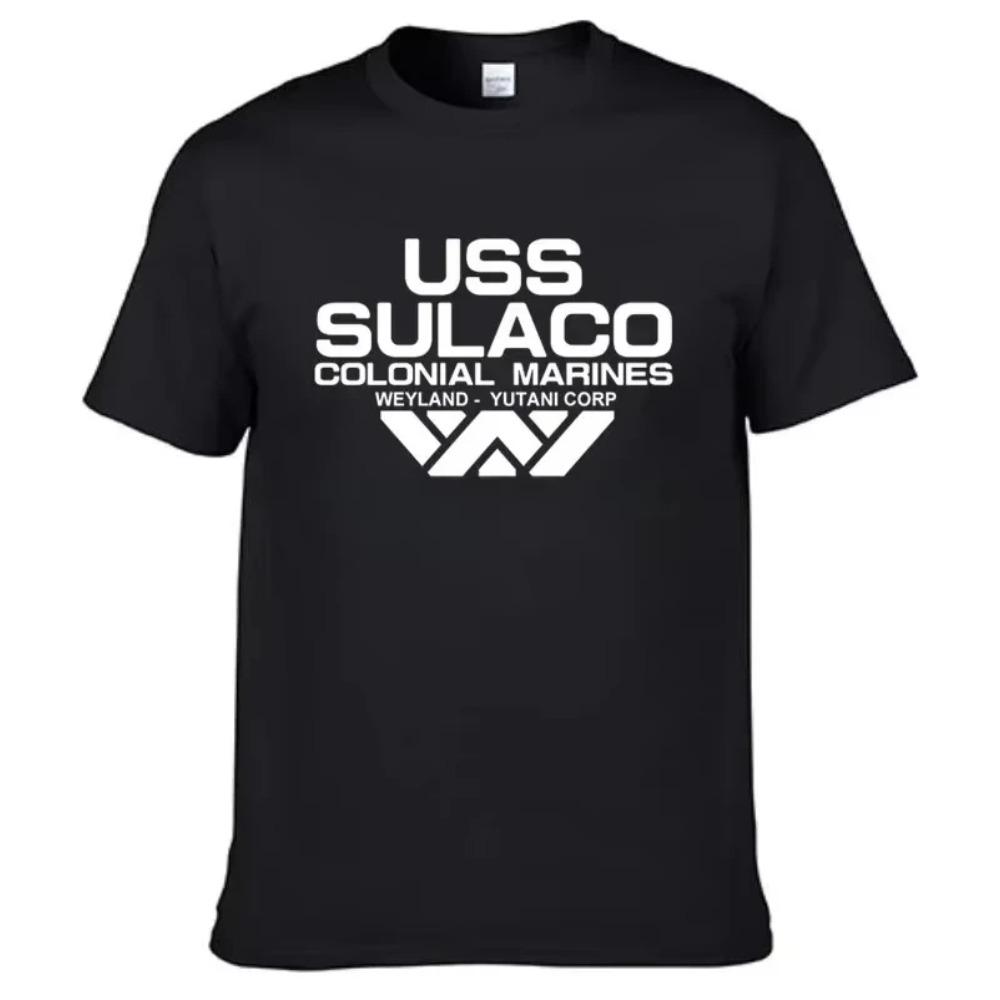 Футболка Alien USS Sulaco Colonial Marines Aliens Off World с коротким рукавом, мужская хлопковая футболка с круглым вырезом
