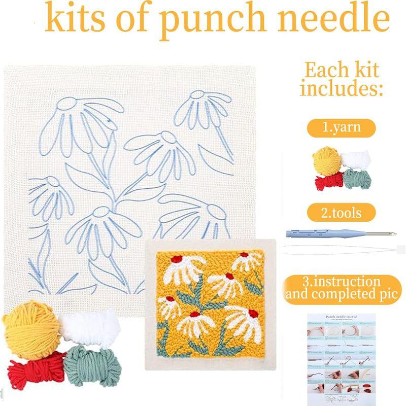 Наборы для вышивки punch needle для взрослых, начинающих, цветочная вышивка, набор для вышивания иглой с пробивкой с пряжей, роспись, поделки своими руками